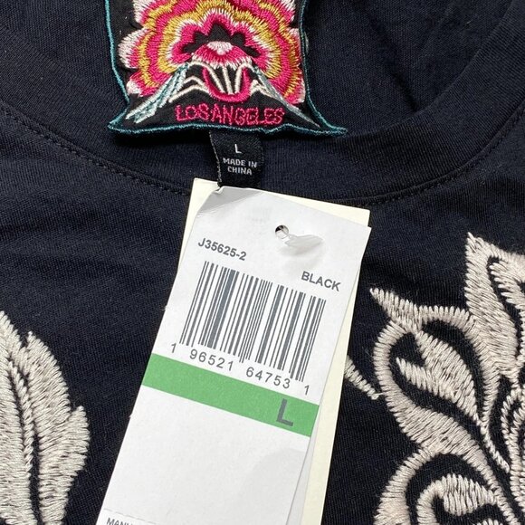 Johnny Was Floral Embroidered Knit T-Shirt Midi Dress – Size L - Picture 4 of 10